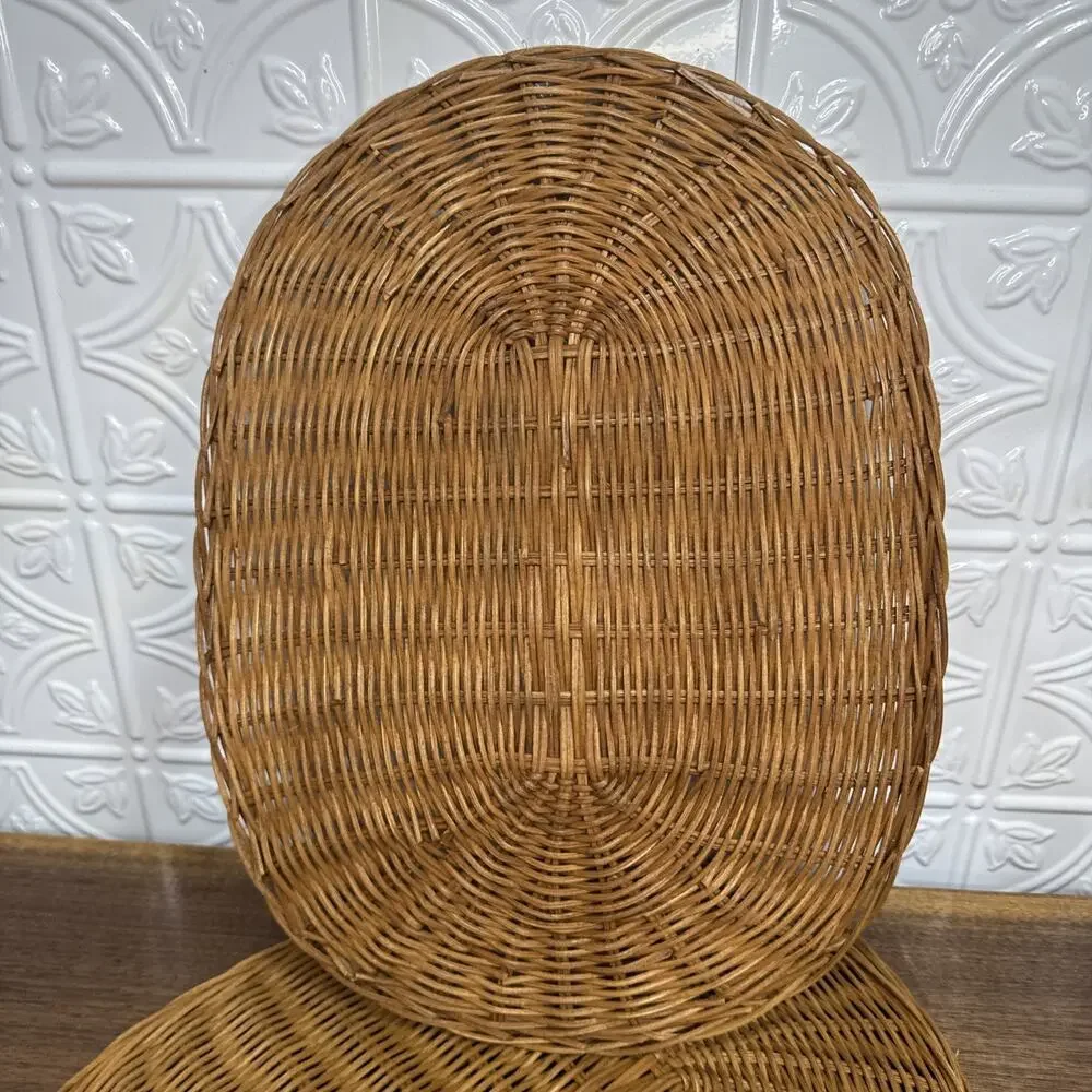 Wicker Rattan Natural Woven Boho Placemats Oval 16”Set of 6 Vintage